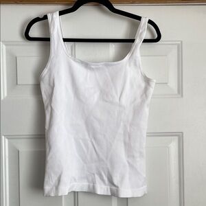White Ribbed Women's Tank Top, Sz 3XL